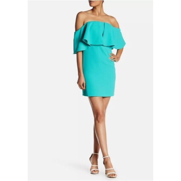 Trina Turk Off-the-Shoulder Dress Womens 8 Orange Mirador Cocktail Eveningwear - Picture 1 of 16